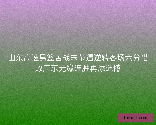 山东高速男篮苦战末节遭逆转客场六分惜败广东无缘连胜再添遗憾